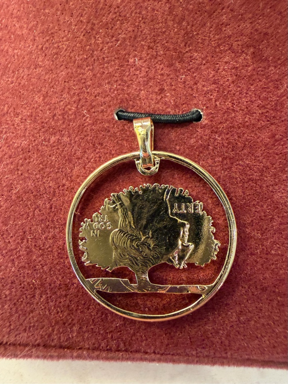 Gold Tree of Life Coin Pendant Connecticut State Quarter Vintage